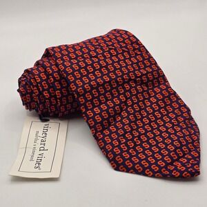 Vineyard Vines Syracuse University Tie Mens Navy Orange Silk Logo